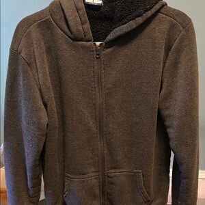 Cozy Dark Gray Hoodie with Sherpa Lining